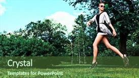  Presentation with elegant - PPT layouts with elegant green - fashion woman running background and a tawny brown colored foreground