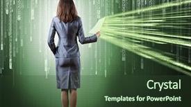  Presentation with binary - Slide deck enhanced with elegant green - rear view of businesswoman background and a tawny brown colored foreground