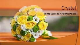  Presentation with wedding blue and yellow - Audience pleasing theme consisting of elegant green - yellow wedding bouquet backdrop and a gold colored foreground