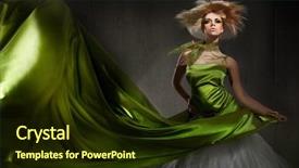  Presentation with lady - Theme featuring elegant green - young blond lady posing background and a tawny brown colored foreground