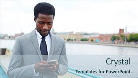  Presentation with reading - Presentation theme enhanced with cruise director - businessman in elegant grey suit background and a lemonade colored foreground