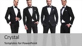  Presentation with elegant green white romantic - Beautiful PPT theme featuring elegant group of four men backdrop and a light gray colored foreground