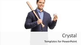 Presentation with mlb baseball game ball - Colorful slide set enhanced with elegant guy holding a baseball backdrop and a white colored foreground