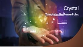  Presentation with international business - Audience pleasing presentation theme consisting of hand global charts international business backdrop and a navy blue colored foreground