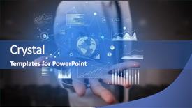  Presentation with international business - Presentation design consisting of elegant hand global charts international background and a teal colored foreground