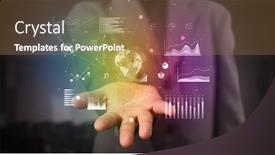  Presentation with international business - PPT theme having hand global charts international business background and a coral colored foreground