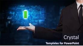  Presentation with battery - Cool new PPT theme with elegant hand holding battery with full of energy backdrop and a navy blue colored foreground