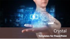  Presentation with battery - Theme consisting of elegant-hand-holding-battery background and a tawny brown colored foreground