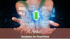  Presentation with battery - Presentation design with elegant-hand-holding-battery background and a coral colored foreground