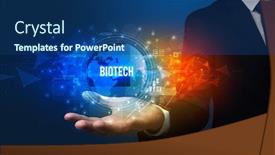  Presentation with biotech - Cool new slides with elegant-hand-holding-biotech-inscription backdrop and a ocean colored foreground