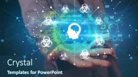  Presentation with elegant - Slide deck enhanced with elegant-hand-holding-brain-icon background and a ocean colored foreground