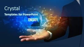  Presentation with elegant - Presentation theme having elegant-hand-holding-energy-inscription background and a ocean colored foreground