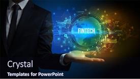  Presentation with fintech - Beautiful presentation design featuring elegant-hand-holding-fintech-inscription backdrop and a wine colored foreground