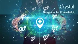  Presentation with hospital - Presentation with elegant-hand-holding-hospital-location background and a ocean colored foreground