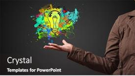  Presentation with christmas lights bulb decoration - Slides featuring elegant-hand-holding-lighting-bulb background and a dark gray colored foreground