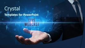  Presentation with live - PPT layouts with elegant-hand-holding-live-webcast background and a ocean colored foreground