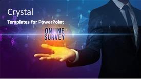 Presentation with online survey - PPT theme featuring elegant-hand-holding-online-survey background and a ocean colored foreground