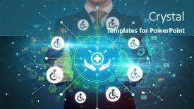  Presentation with powerful - Slide deck featuring elegant-hand-holding-powerful-healthcare background and a ocean colored foreground