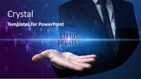  Presentation with elegant - Slide deck enhanced with elegant-hand-holding-status-updates background and a navy blue colored foreground