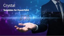  Presentation with elegant - PPT theme with elegant-hand-holding-status-updates background and a ocean colored foreground