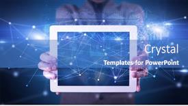  Presentation with virtual hand - Slides enhanced with elegant hand holding tablet background and a teal colored foreground