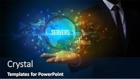  Presentation with related - PPT theme enhanced with elegant-hand-holding-technology-related background and a navy blue colored foreground