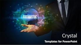  Presentation with related - Presentation theme enhanced with elegant-hand-holding-technology-related background and a wine colored foreground