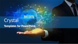  Presentation with related - Presentation design having elegant-hand-holding-technology-related background and a teal colored foreground