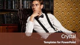  Presentation with fashion show for cancer awarness - Amazing PPT layouts having nobleman - elegant handsome young man sitting backdrop and a tawny brown colored foreground