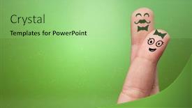  Presentation with fingers - Amazing slide deck having elegant-happy-face-fingers-hugs backdrop and a mint green colored foreground