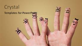  Presentation with fingers - Audience pleasing slide deck consisting of elegant-happy-face-fingers-hugs backdrop and a coral colored foreground