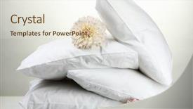  Presentation with elegant flowers - Beautiful theme featuring elegant hotels - pillows and flowers on grey backdrop and a sky blue colored foreground