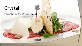  Presentation with appetizers - Slide deck with elegant italian - appetizers - beef carpaccio background and a white colored foreground