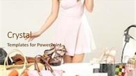  Presentation with fashion accessories - Cool new PPT theme with elegant lady in a room full of fashion accessories backdrop and a cream colored foreground