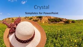  Presentation with elegant flowers - Beautiful slide set featuring elegant-lady-s-hat backdrop and a light blue colored foreground