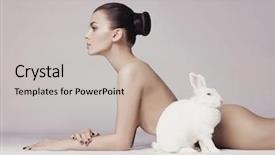  Presentation with fashion - Presentation featuring elegant lady with white rabbit background and a light gray colored foreground