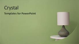  Presentation with elegant table setting - PPT layouts having elegant lamp on small table background and a mint green colored foreground