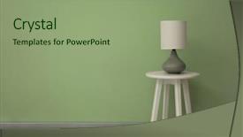  Presentation with elegant table setting - Cool new presentation design with elegant lamp on small table backdrop and a seafoam green colored foreground