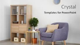  Presentation with elegant - Amazing slide deck having elegant living room interior with comfortable armchair backdrop and a light gray colored foreground