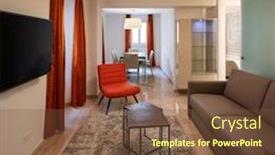  Presentation with nobody - Presentation design with a red designer armchair background and a tawny brown colored foreground