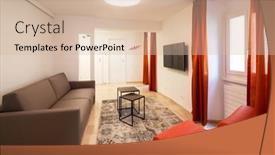  Presentation with nobody - Presentation with a red designer armchair background and a soft green colored foreground