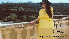  Presentation with plus size fashion model - Slide set enhanced with elegant look plus size model background and a  colored foreground