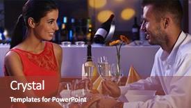  Presentation with dinner - Colorful slide deck enhanced with elegant loving couple having dinner backdrop and a  colored foreground