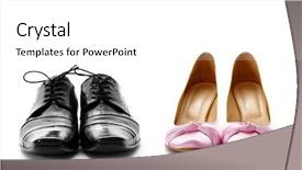  Presentation with dress shoes - Amazing slide deck having elegant male and female dress backdrop and a white colored foreground