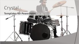  Presentation with drums - PPT layouts enhanced with elegant-male-musician-playing-drums background and a light gray colored foreground