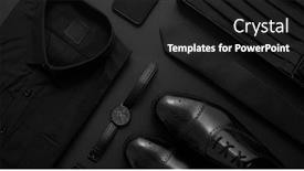  Presentation with elegant party - Audience pleasing presentation theme consisting of elegant-man-clothes-concept-set backdrop and a dark gray colored foreground