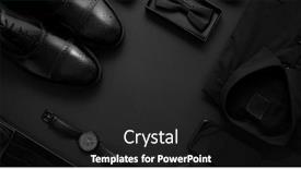  Presentation with elegant party - Cool new presentation design with elegant-man-clothes-concept-set backdrop and a dark gray colored foreground