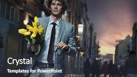  Presentation with flower elegant - Slide deck enhanced with elegant man holding flowers background and a tawny brown colored foreground