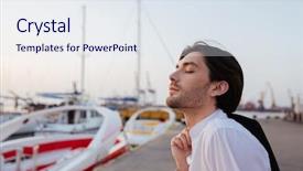  Presentation with elegant - Audience pleasing PPT theme consisting of elegant-man-in-suit backdrop and a sky blue colored foreground