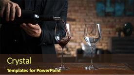  Presentation with bottle red wine - Theme enhanced with elegant-man-pouring-red-wine background and a tawny brown colored foreground